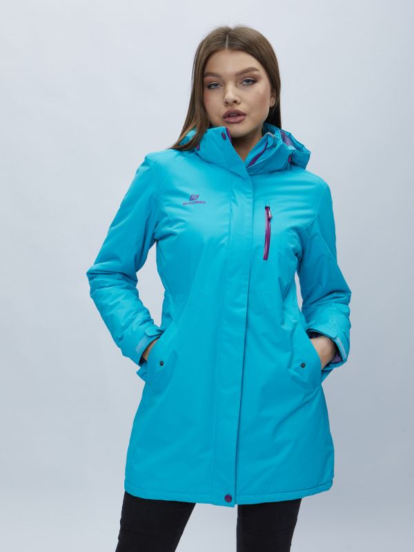 Women's blue hooded parka 551706S